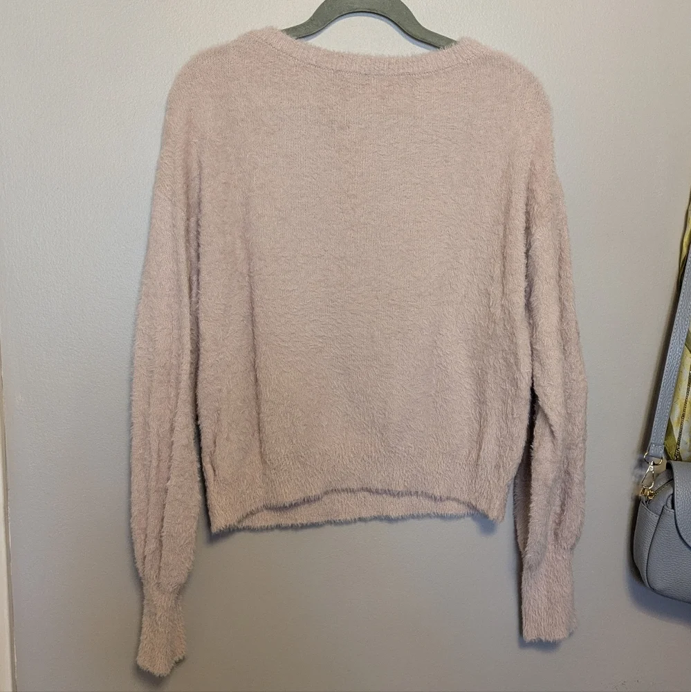 Express Light Pink Boatneck Fuzzy Sweater - Picture 3 of 3